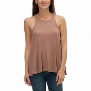 Free People Medium Racer back flowy Ribbed Tank Top Blouse Taupe